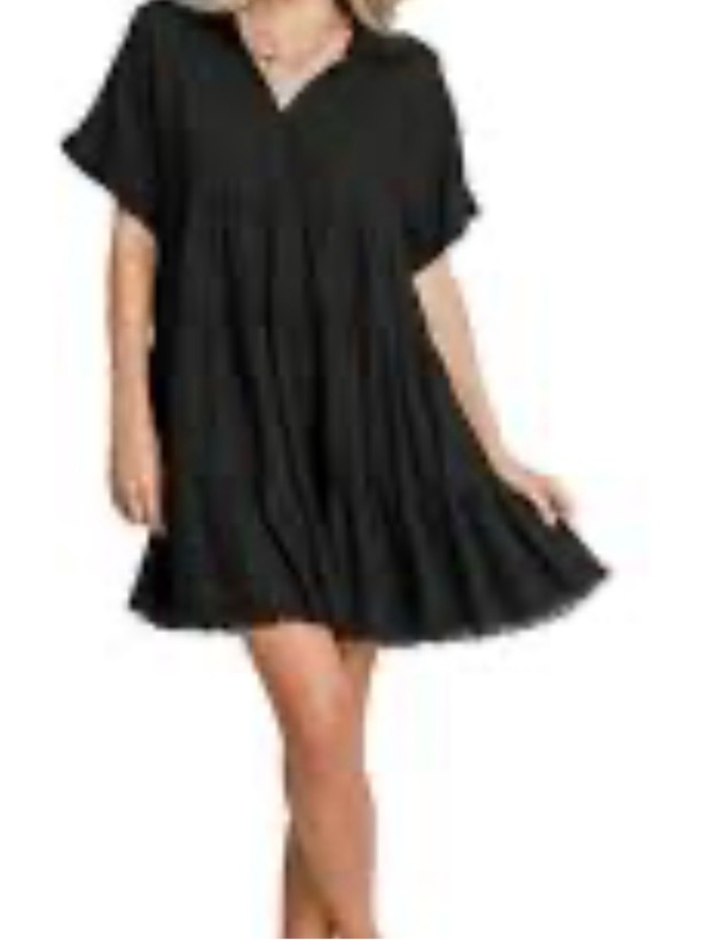 Umgee Black V-Neck Swing Mini Dress